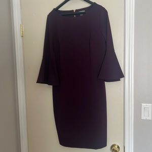 Calvin Klein fitted purple dress with bell sleeves. Size 14.
